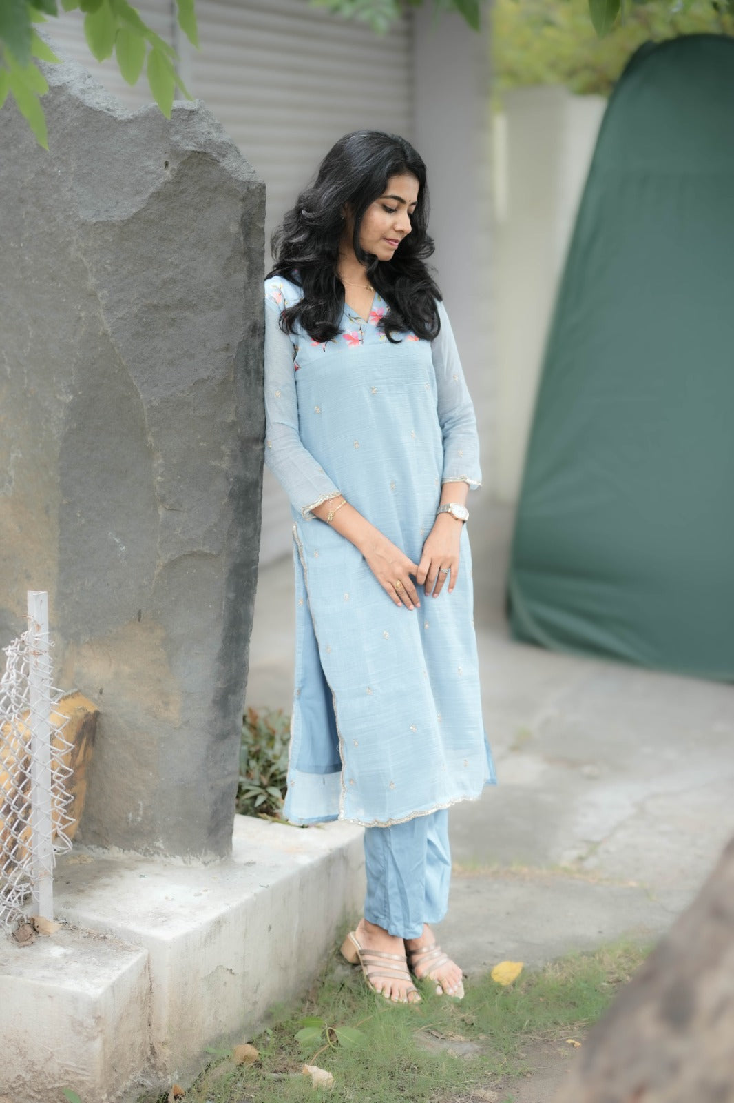Nila - Powder Blue Bloom Kurta