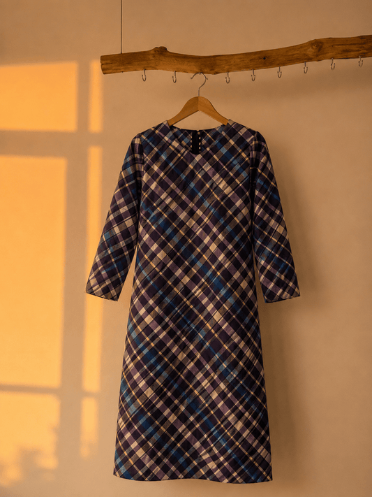 Nyla Midnight Check Kurta - THISA