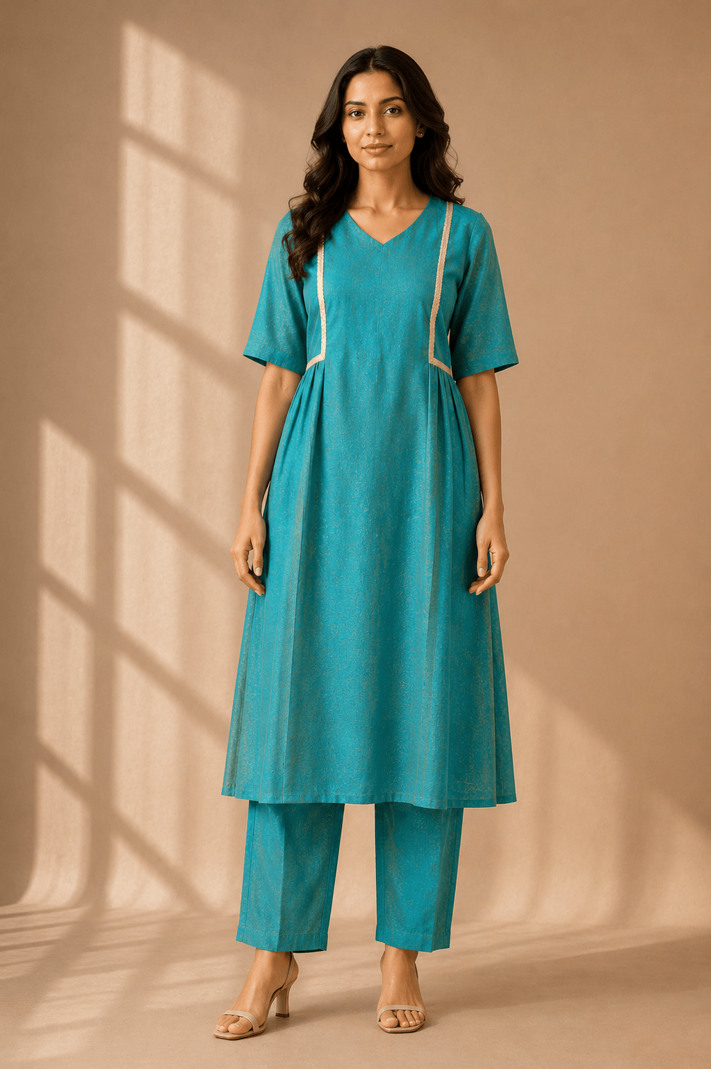 Saanvika Teal Grace Kurta Set - THISA