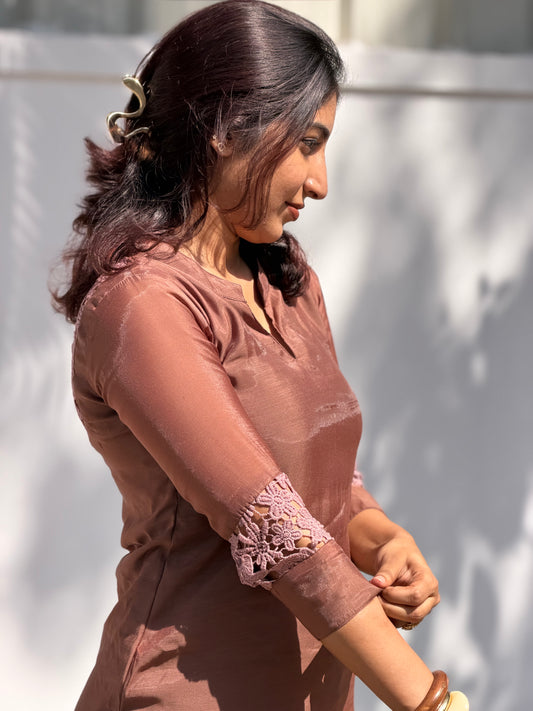Elara Mocha Kurta - PRE ORDER (Dispatch in 15 business days)