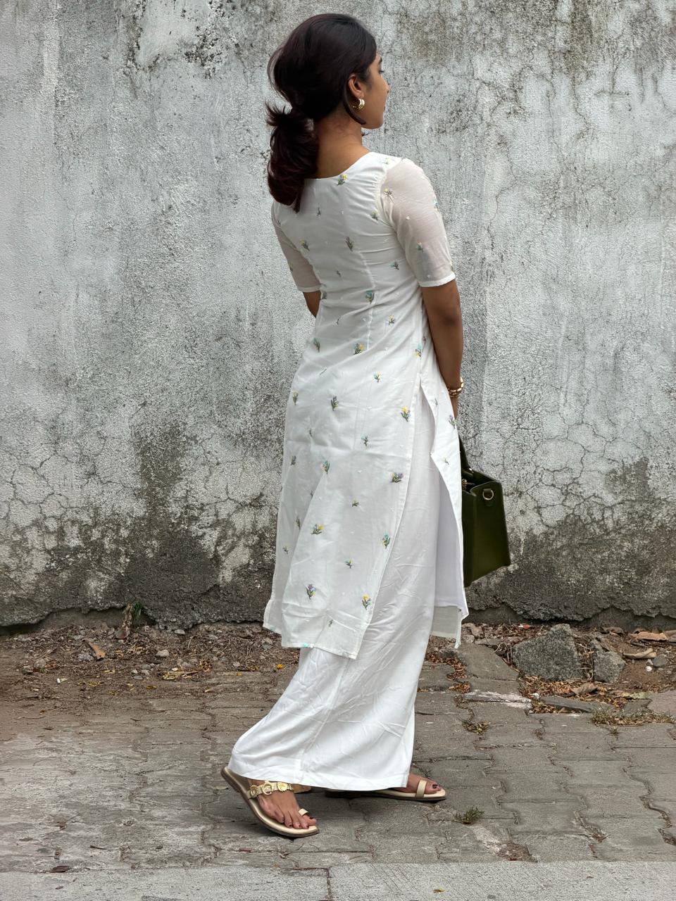 Ivory Meadow Embroidered Kurta