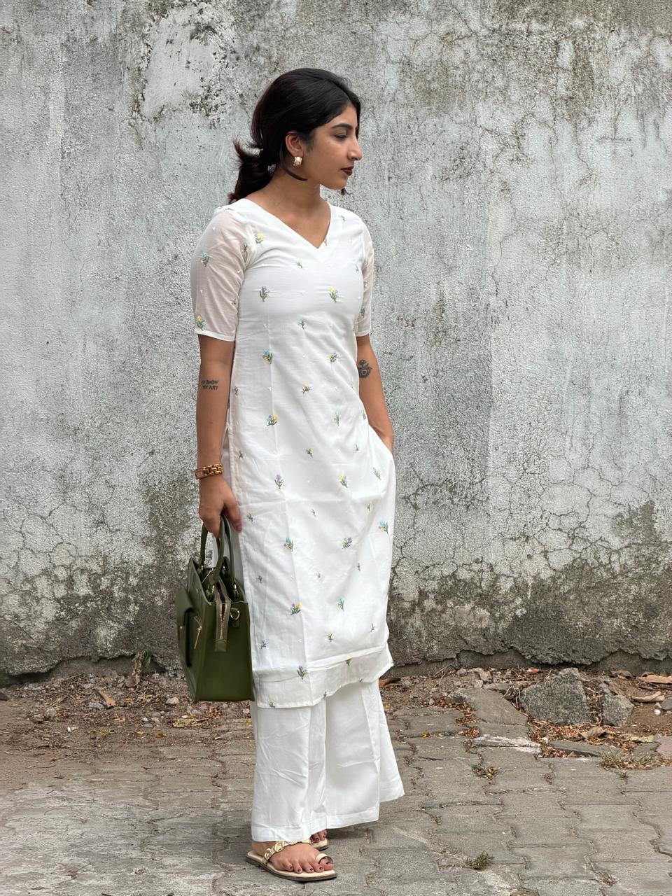 Ivory Meadow Embroidered Kurta