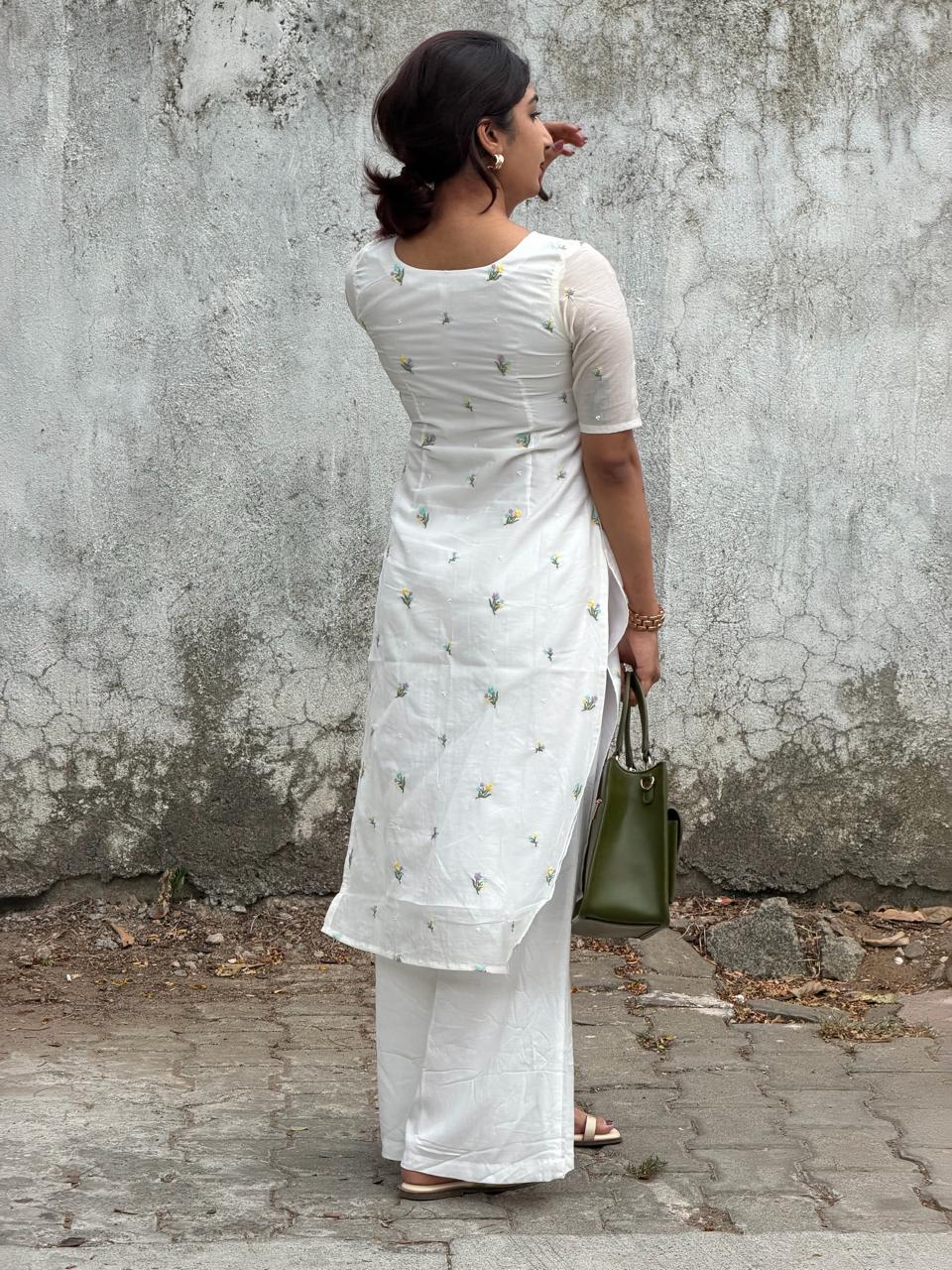 Ivory Meadow Embroidered Kurta