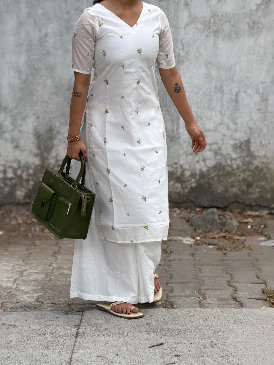 Ivory Meadow Embroidered Kurta