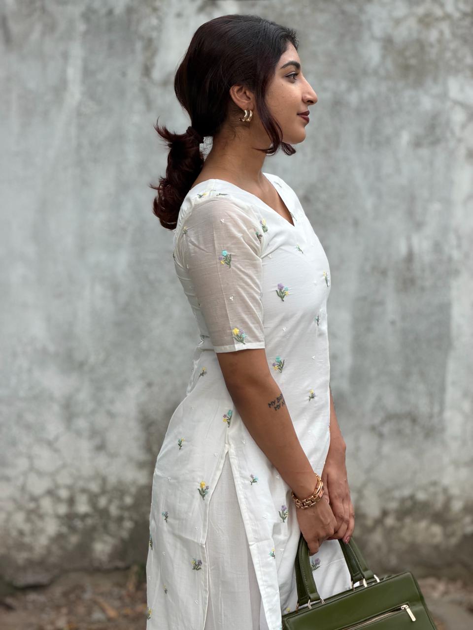 Ivory Meadow Embroidered Kurta