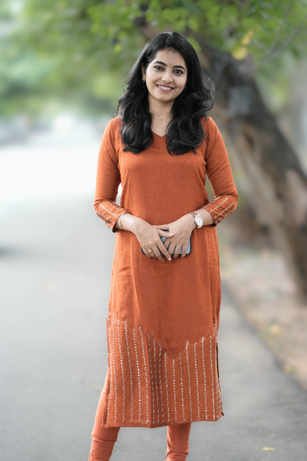Zara - Rust orange kurta