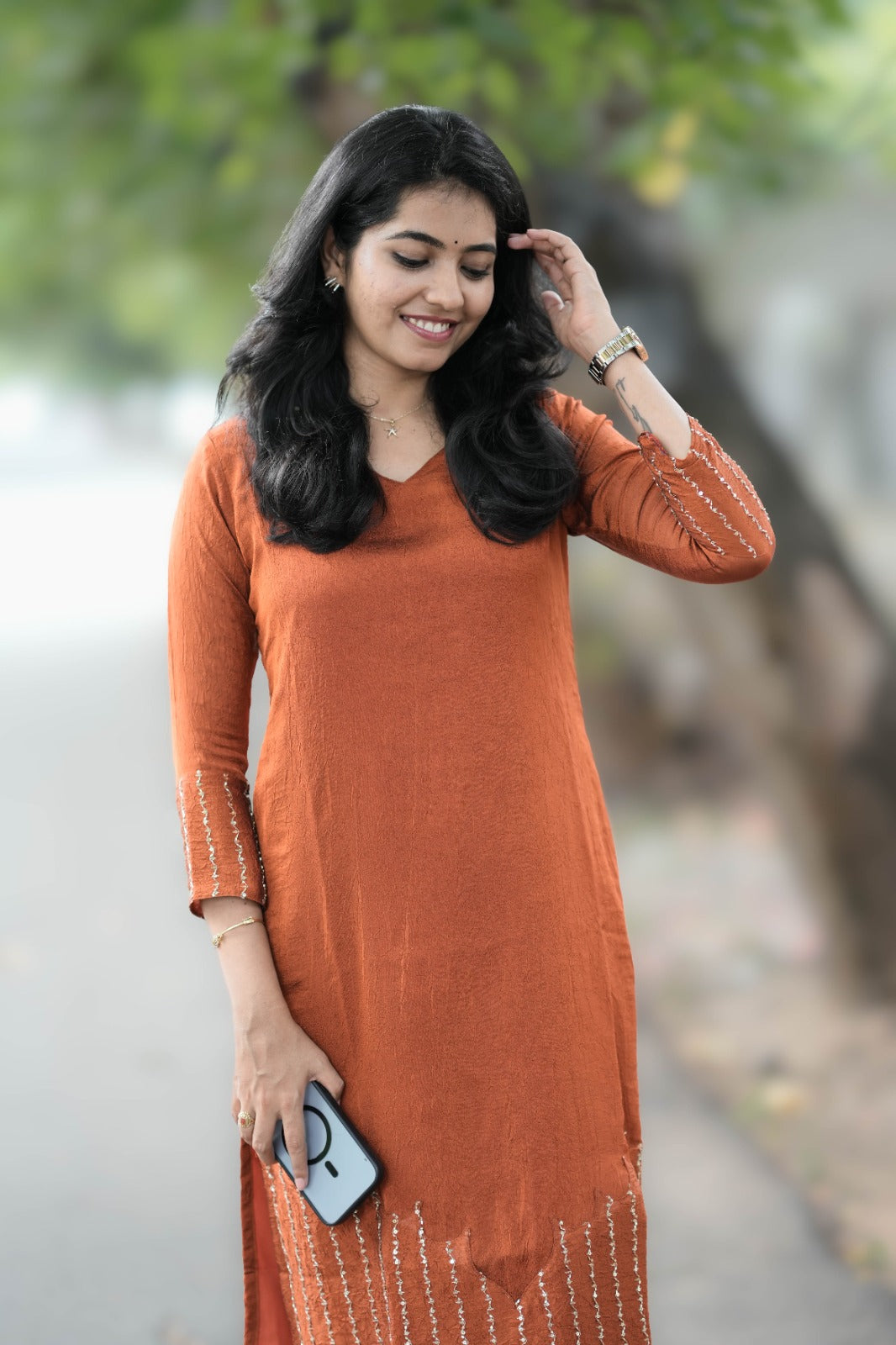 Zara - Rust orange kurta