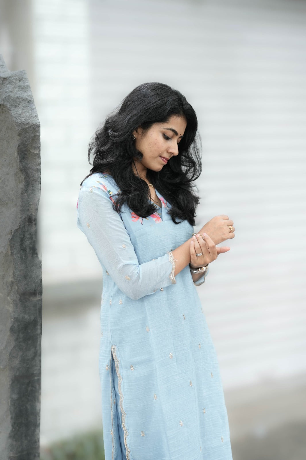 Nila - Powder Blue Bloom Kurta