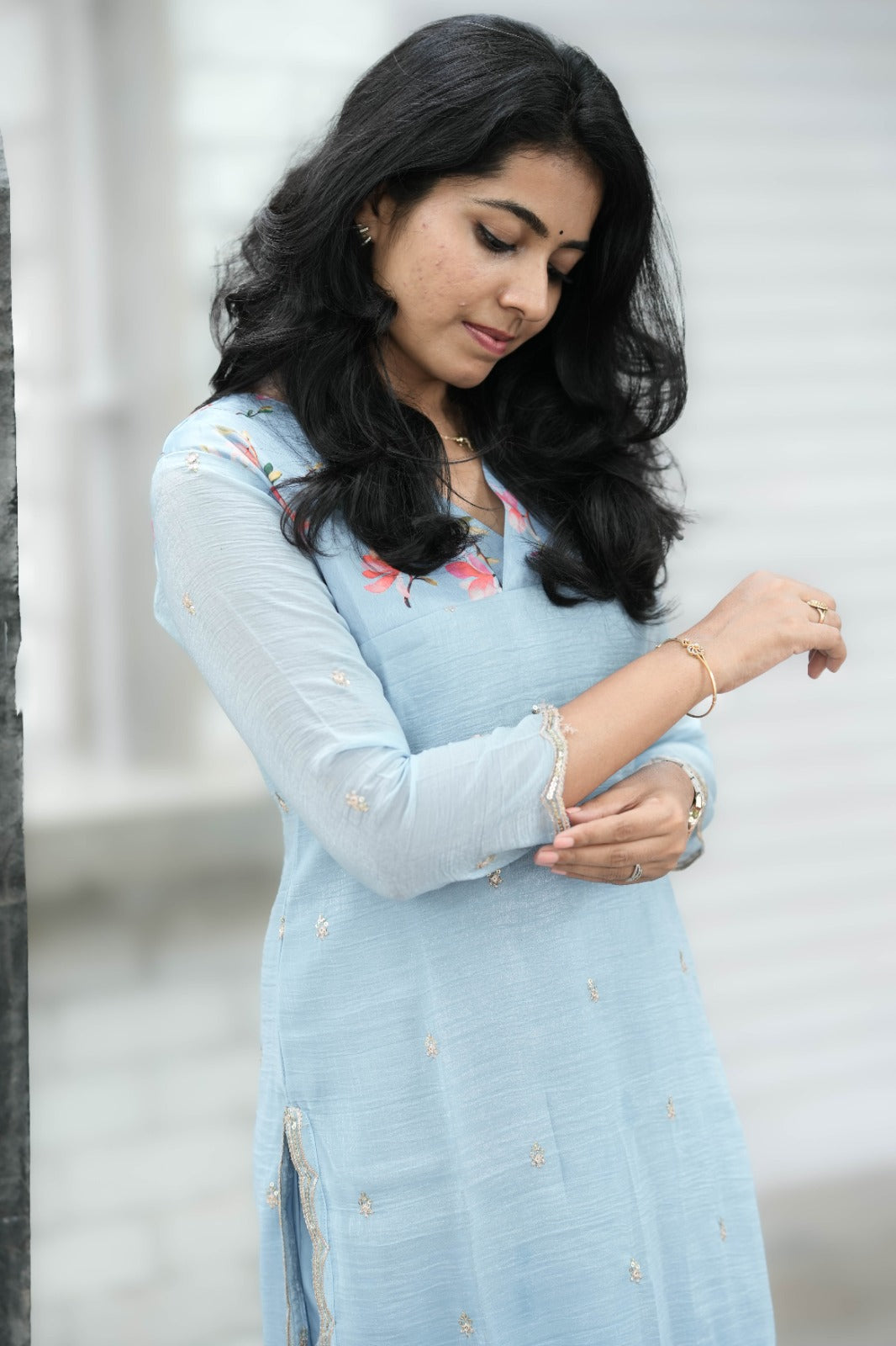 Nila - Powder Blue Bloom Kurta