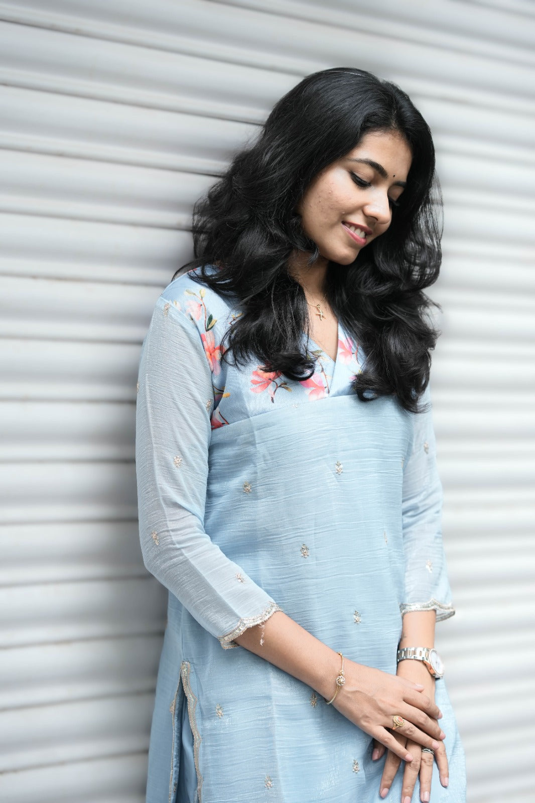 Nila - Powder Blue Bloom Kurta
