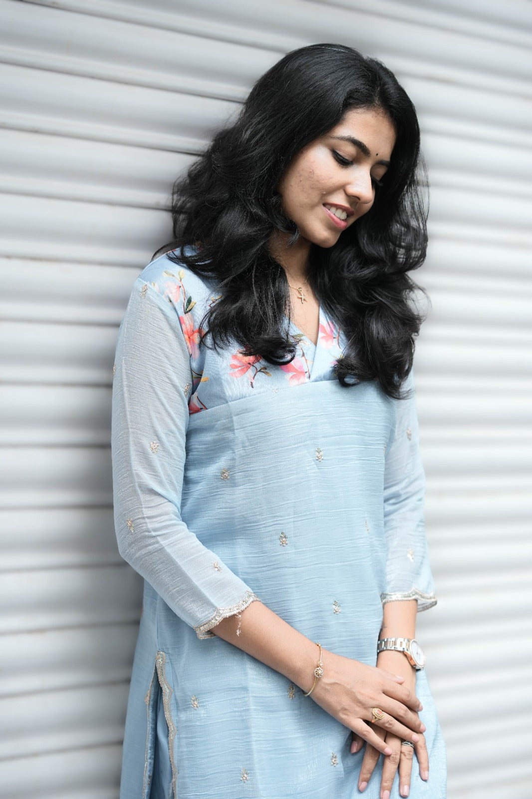 Nila - Powder Blue Bloom Kurta