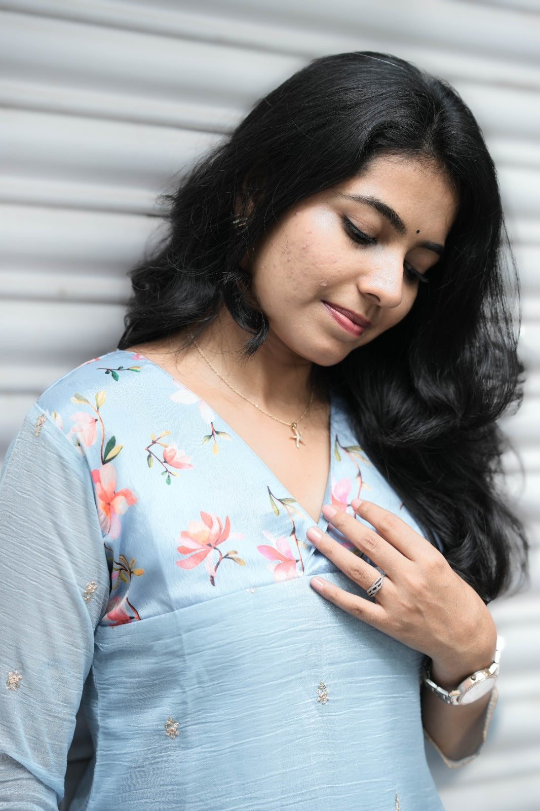 Nila - Powder Blue Bloom Kurta