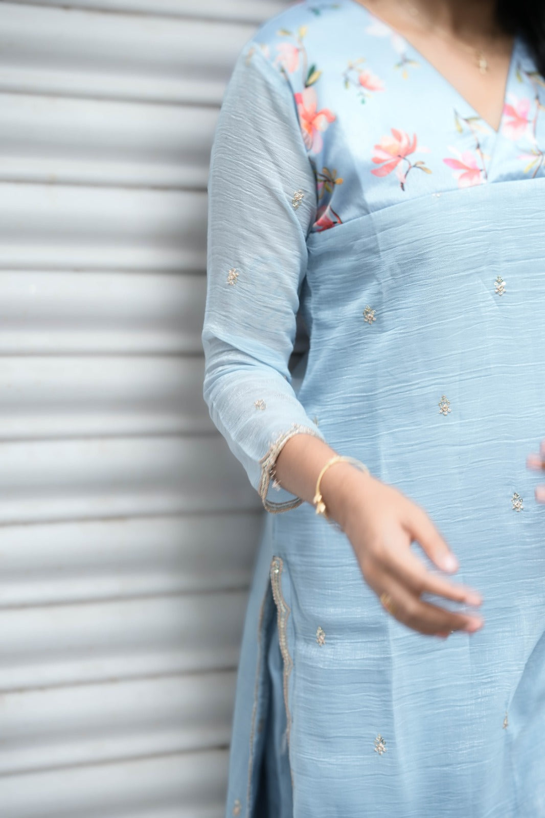 Nila - Powder Blue Bloom Kurta