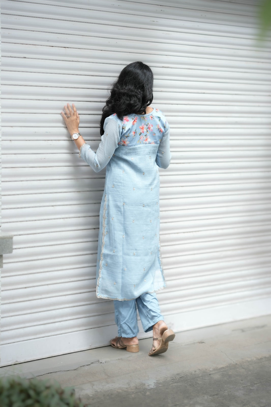 Nila - Powder Blue Bloom Kurta
