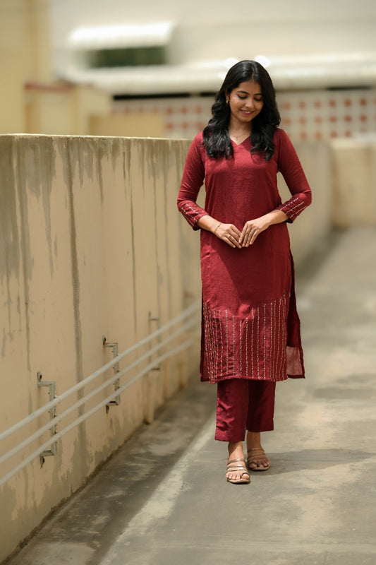Zara - Ruby Maroon Kurta
