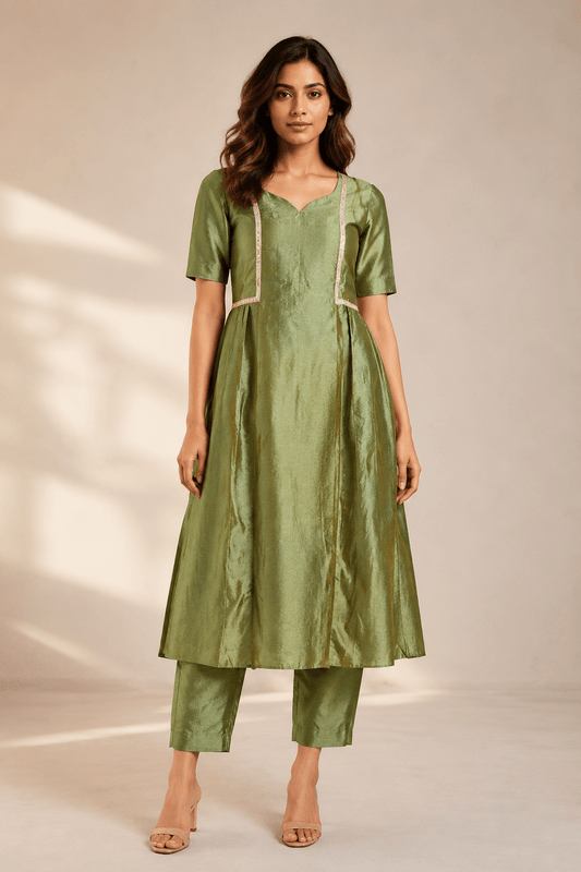 Lavanya Olive Grace Kurta Set - THISA