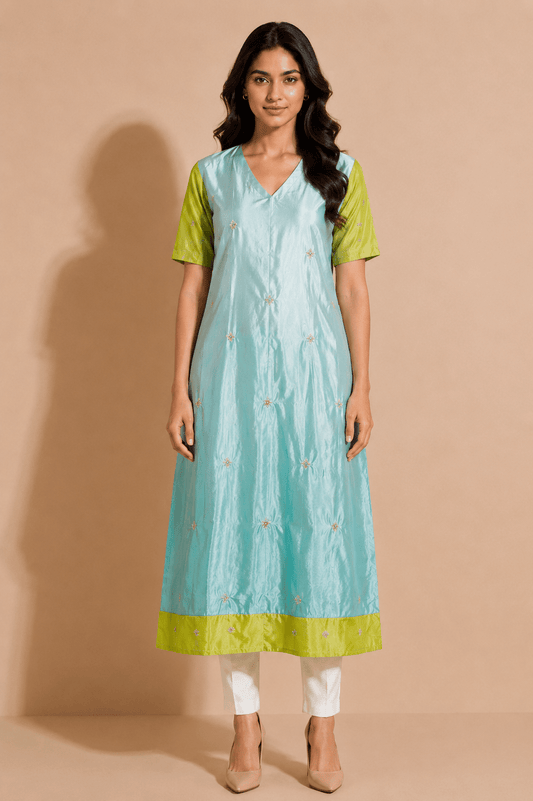 Mira Aqua Bloom Kurta - THISA