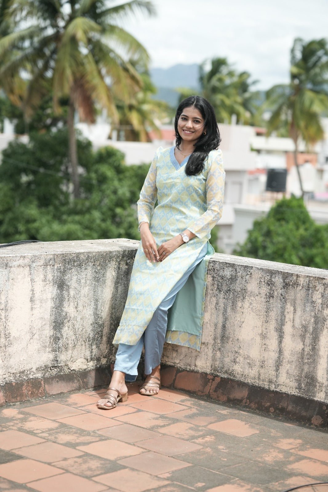 Mira Sage Mosaic Kurta - THISA