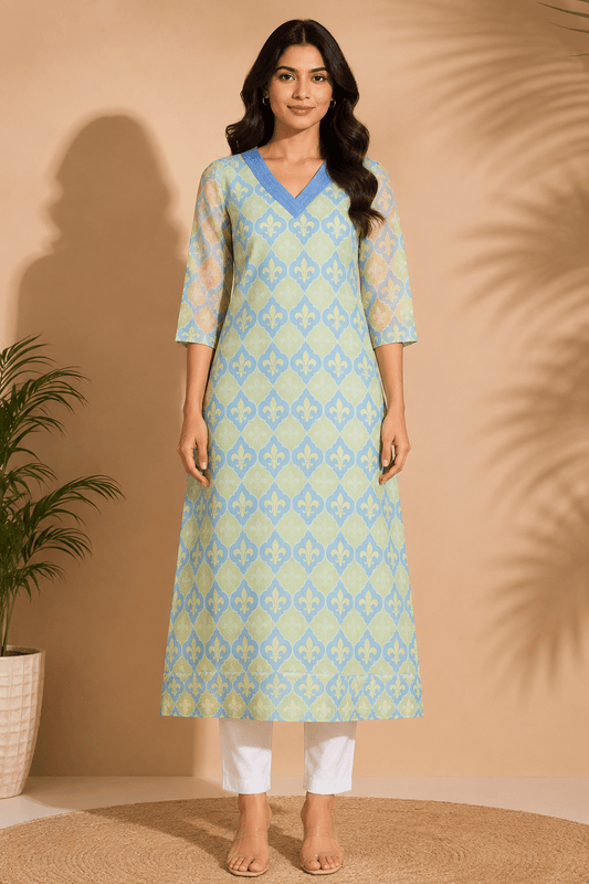 Mira Sage Mosaic Kurta - THISA
