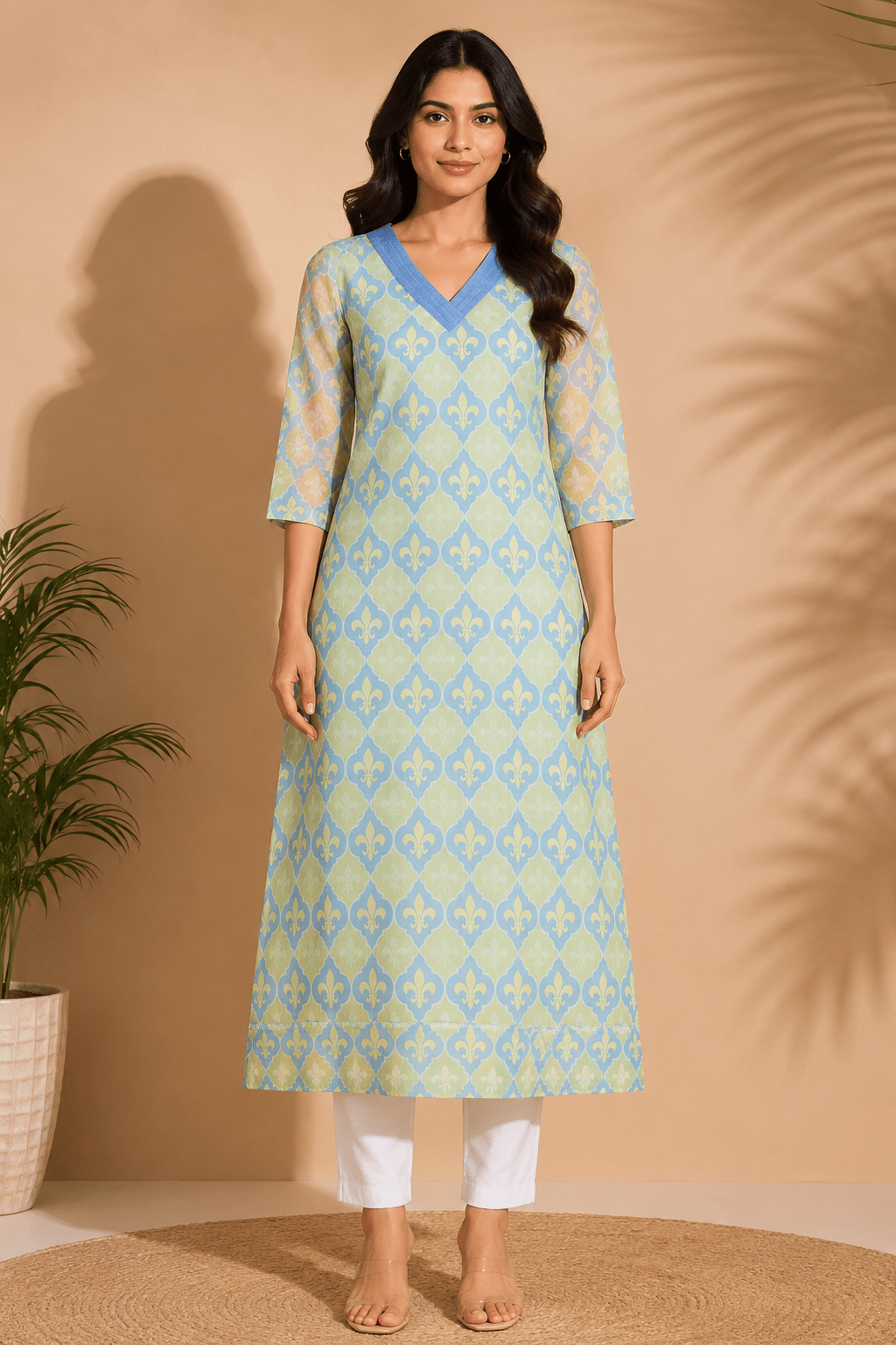 Mira Sage Mosaic Kurta - THISA