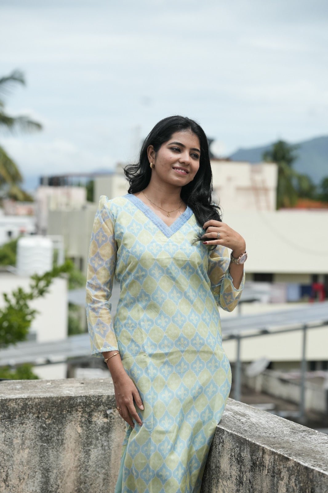Mira Sage Mosaic Kurta - THISA