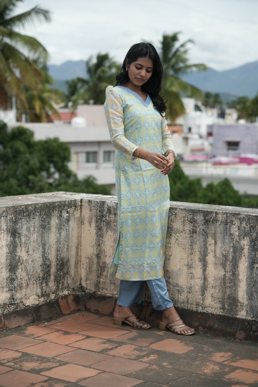Mira Sage Mosaic Kurta - THISA