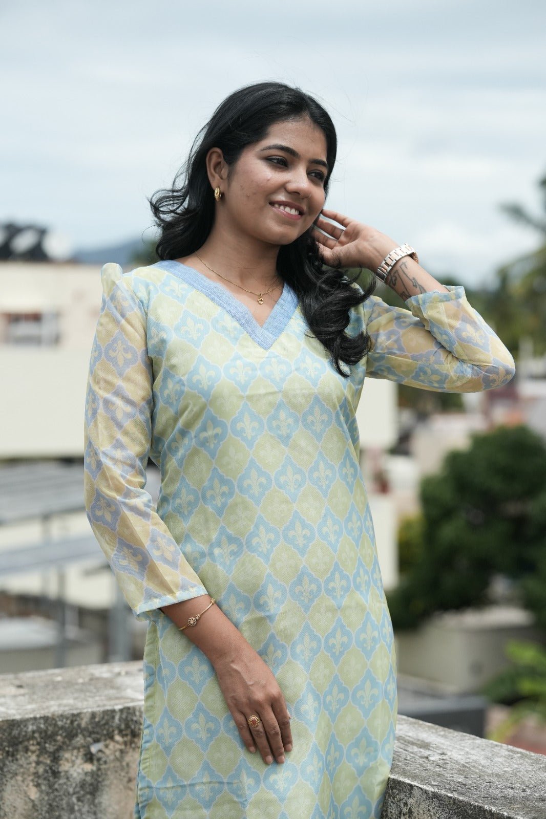 Mira Sage Mosaic Kurta - THISA