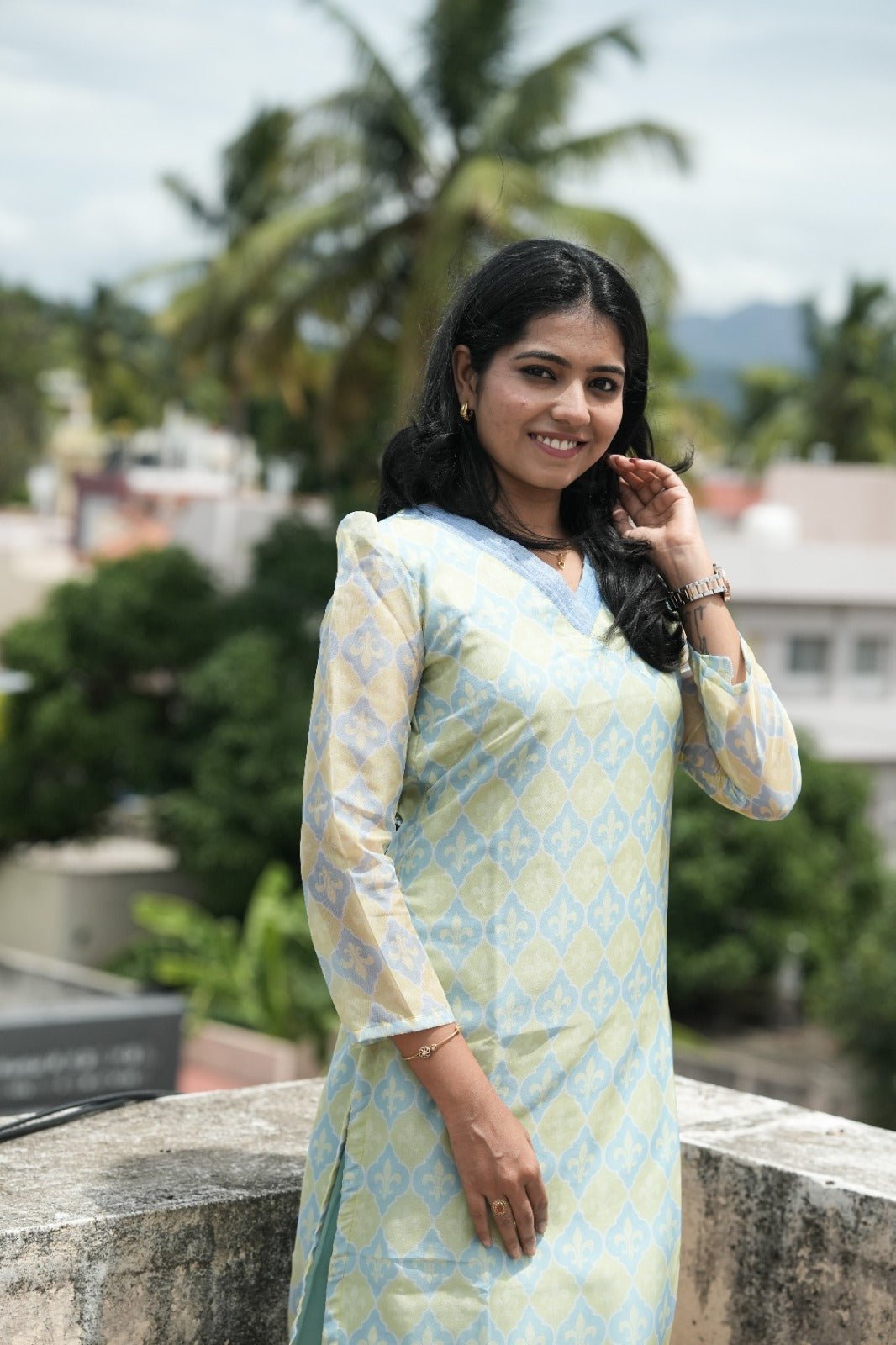 Mira Sage Mosaic Kurta - THISA