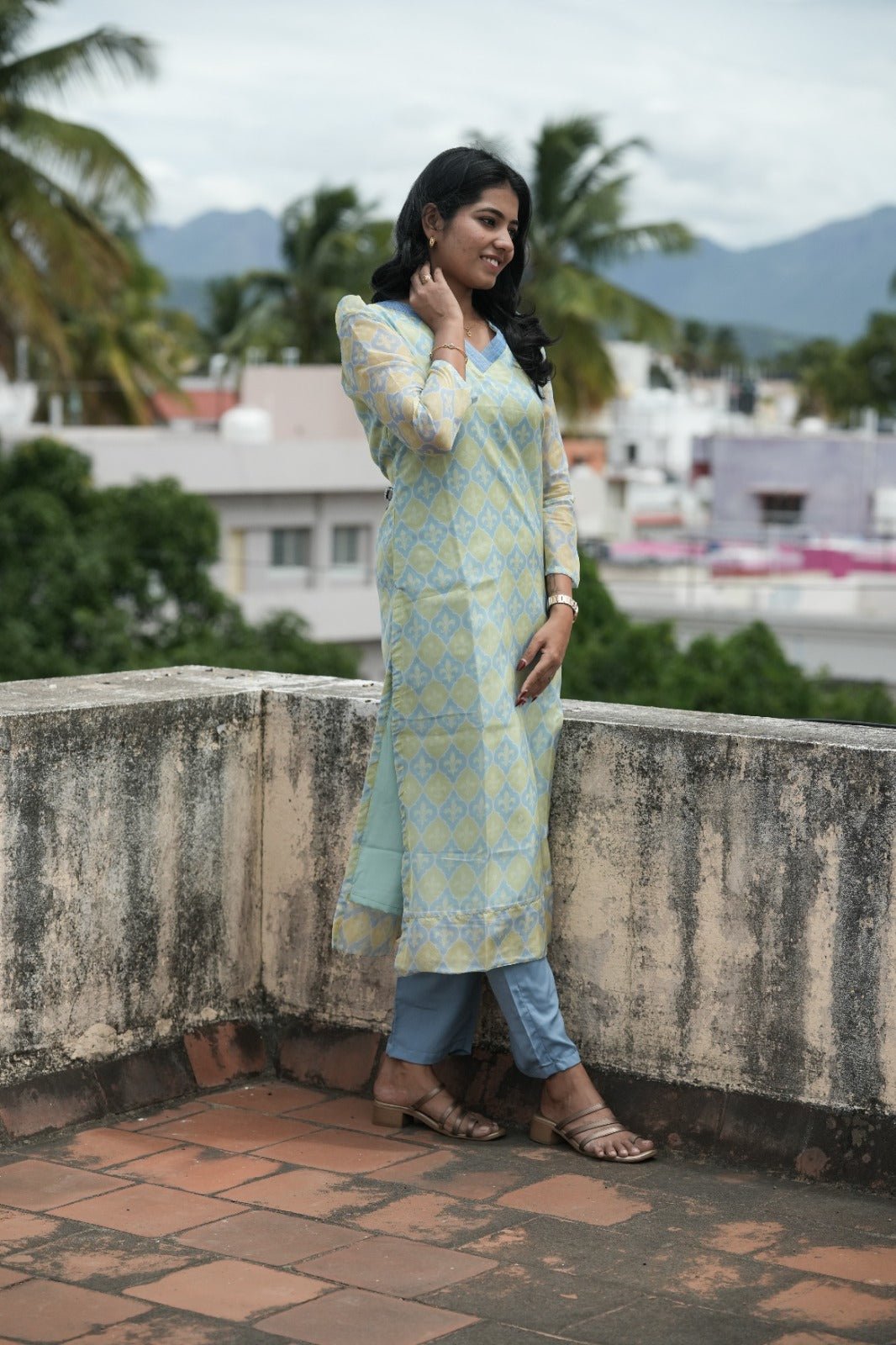 Mira Sage Mosaic Kurta - THISA