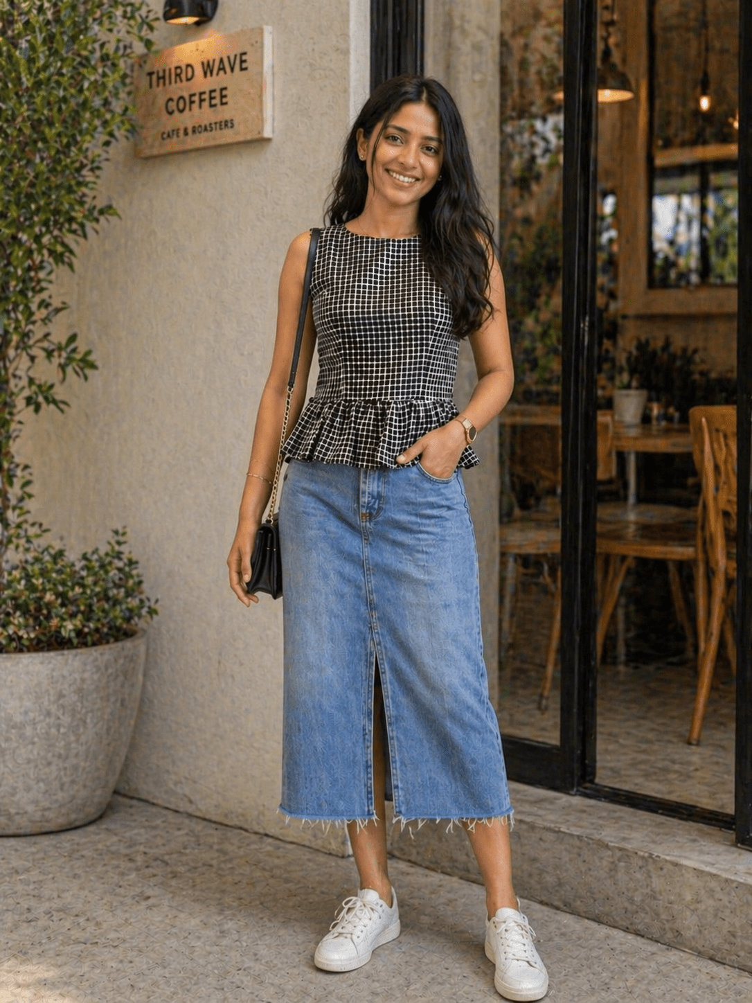 Monochrome Muse Peplum Top - THISA