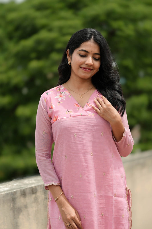Nila - Pink Bloom Kurta - THISA
