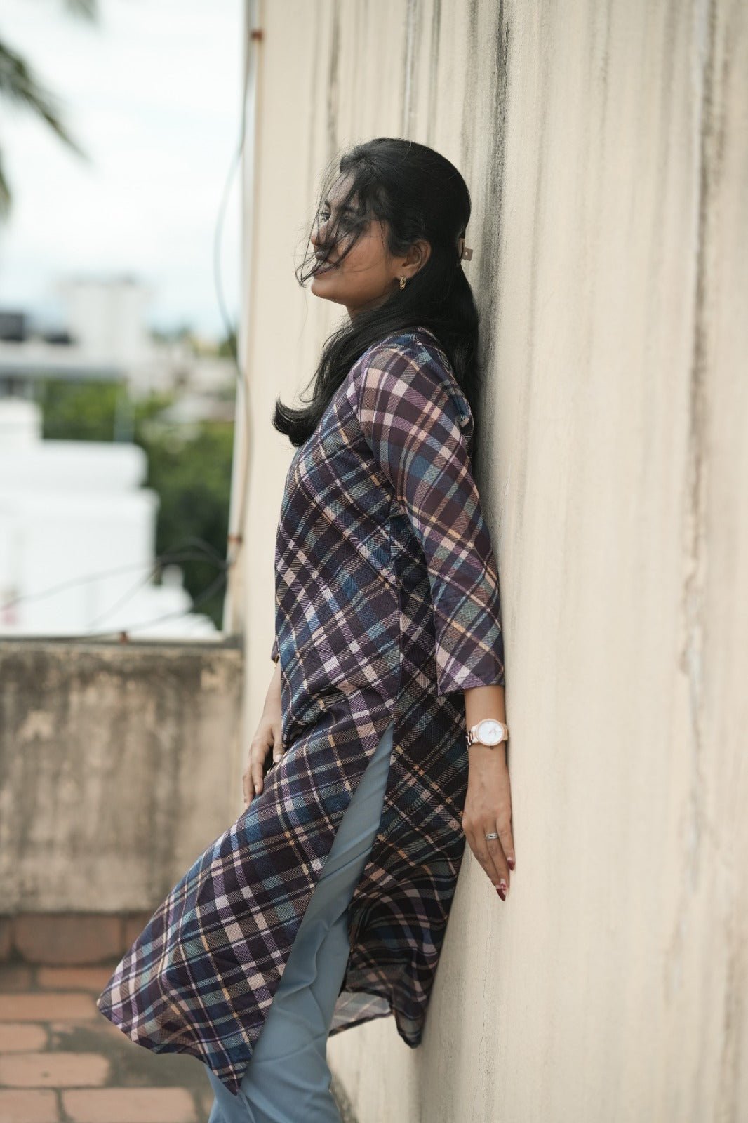 Nyla Midnight Check Kurta - THISA