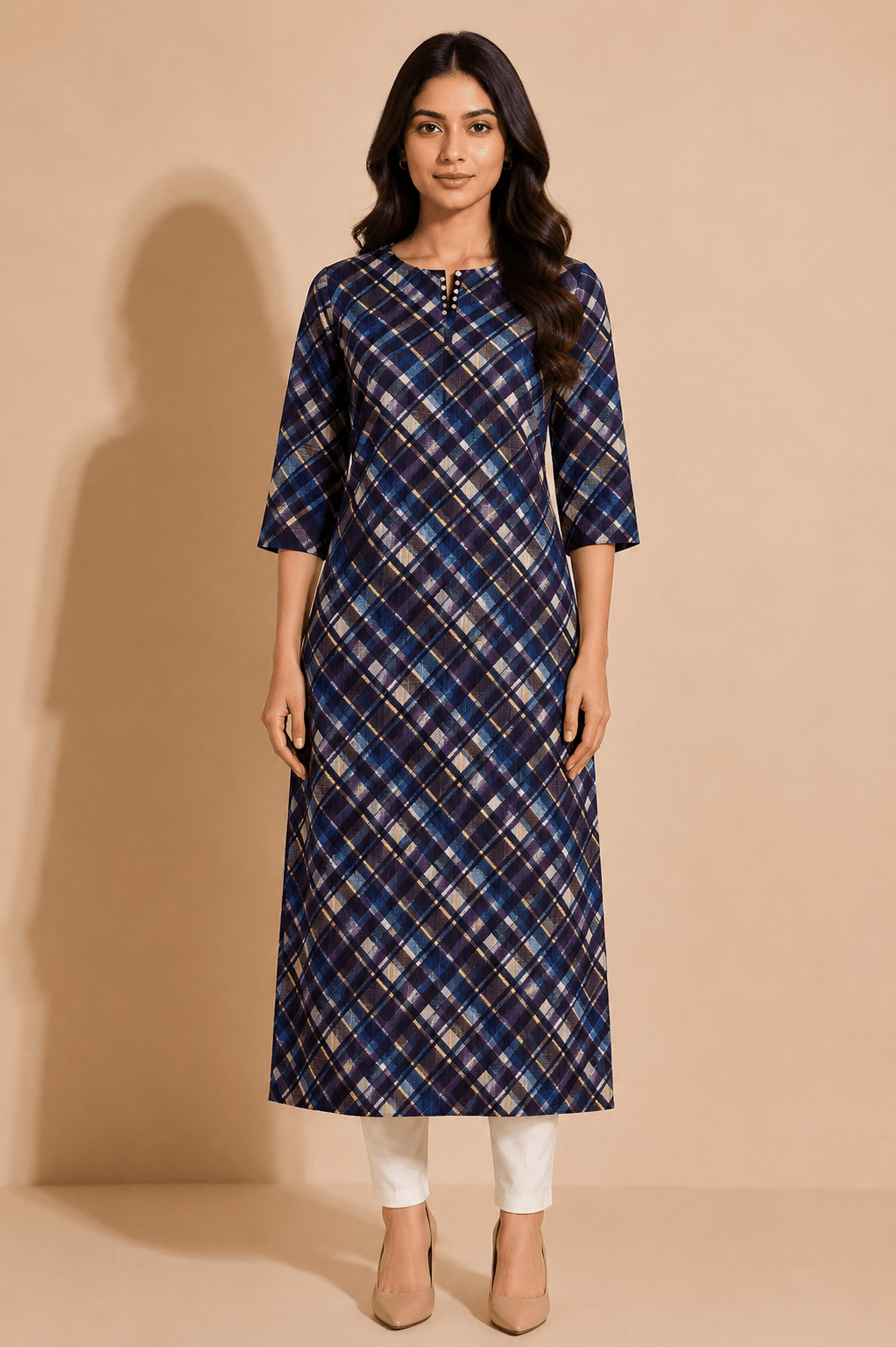 Nyla Midnight Check Kurta - THISA