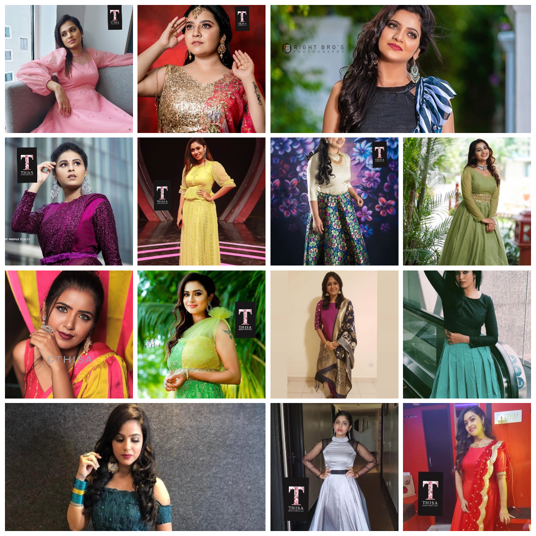 Collage of women in various outfits with a brand logo in the corner.