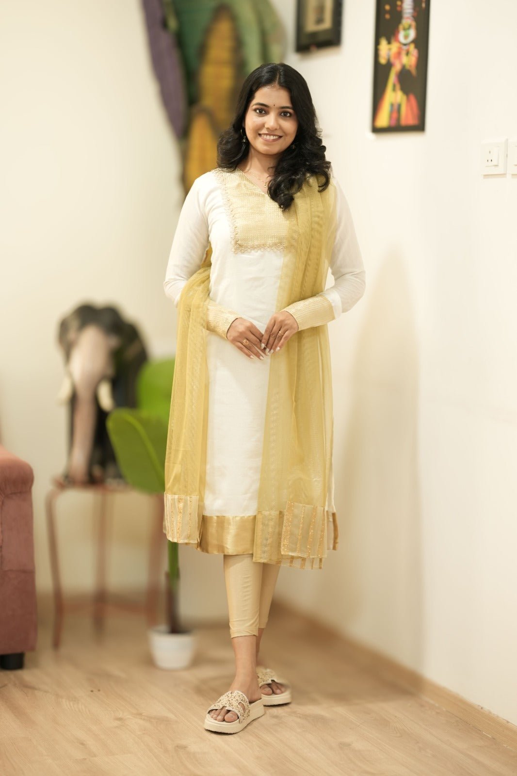 Saelina Gold Mist Kurta & Dupatta - THISA